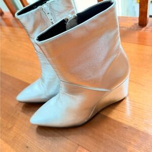 Silver Ankle Wedge Boots